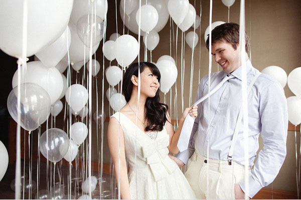 Helium-Luftballons fr Hochzeitsfoto